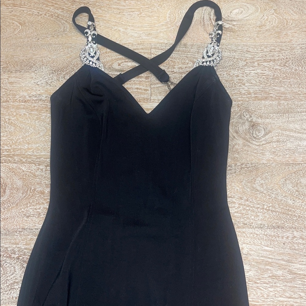 NWT Vintage Y2K Cache Black Rhinestone Evening Gown Maxi Dress 4 Made In USA